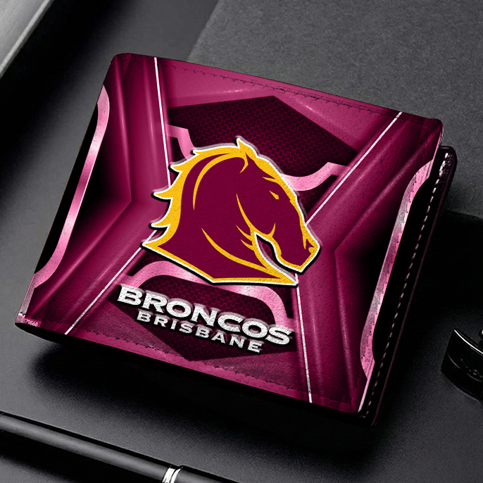 Auspiritmerch Brisbane Broncos Personalized Leather Wallet Gift For Fans