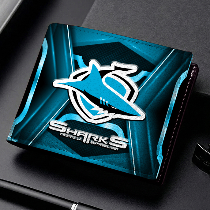 Auspiritmerch Cronulla-Sutherland Sharks Personalized Leather Wallet Gift For Fans