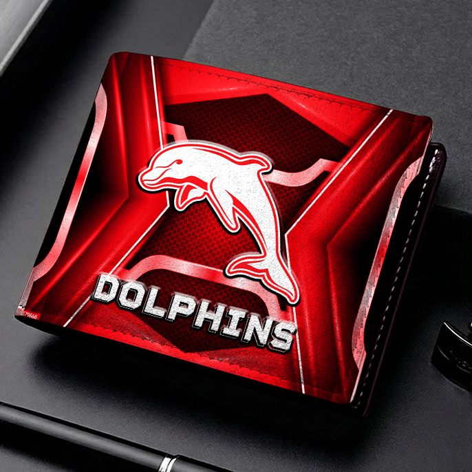 Auspiritmerch Dolphins Personalized Leather Wallet Gift For Fans