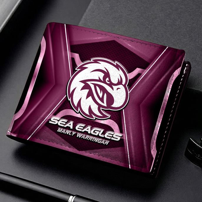 Auspiritmerch Manly Warringah Sea Eagles Personalized Leather Wallet Gift For Fans