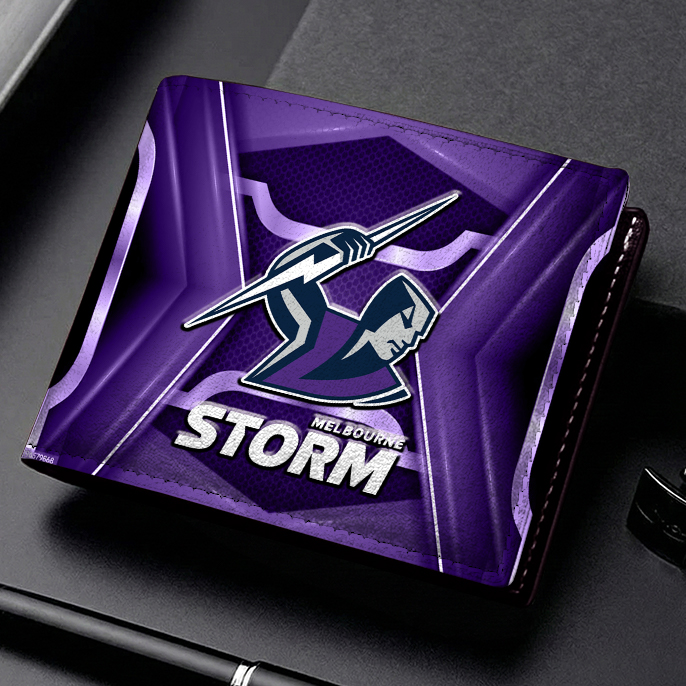 Auspiritmerch Melbourne Storm Personalized Leather Wallet Gift For Fans