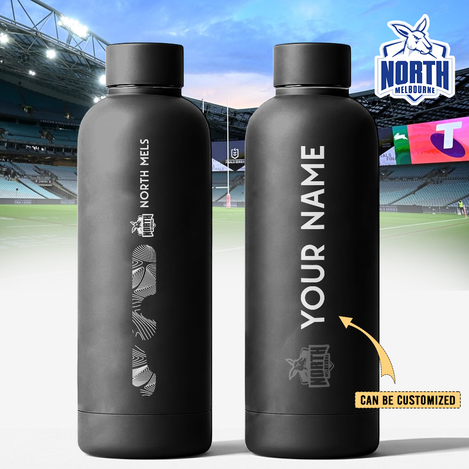 Auspiritmerch North Melbourne Personalized Metal Water Bottle Gift For Fans