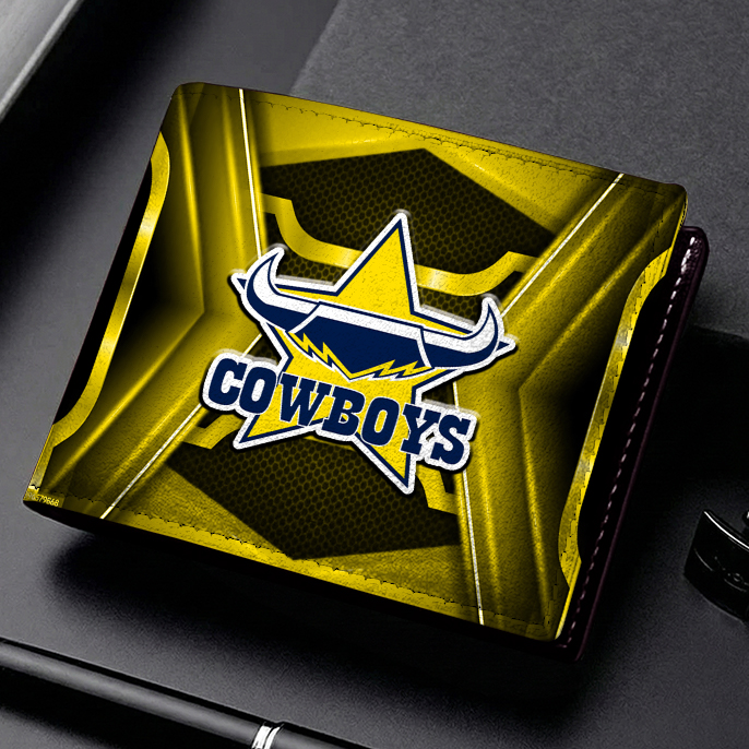 Auspiritmerch North Queensland Cowboys Personalized Leather Wallet Gift For Fans
