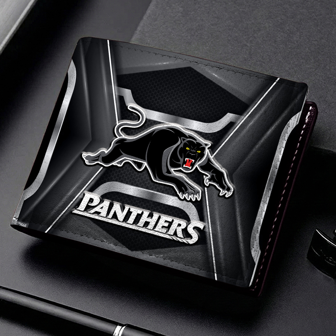 Auspiritmerch Penrith Panthers Personalized Leather Wallet Gift For Fans