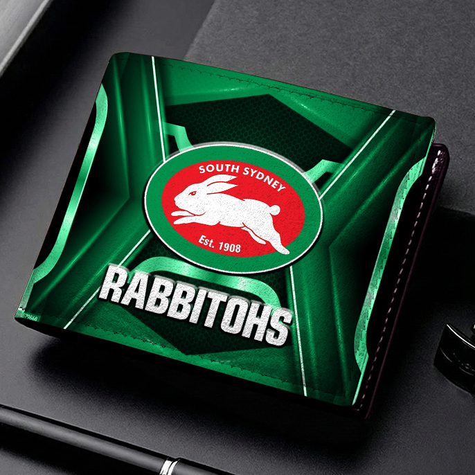 Auspiritmerch South Sydney Rabbitohs Personalized Leather Wallet Gift For Fans