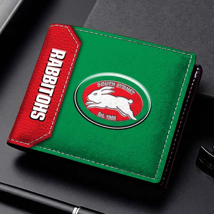 Auspiritmerch South Sydney Rabbitohs Personalized Leather Wallet Gift For Fans