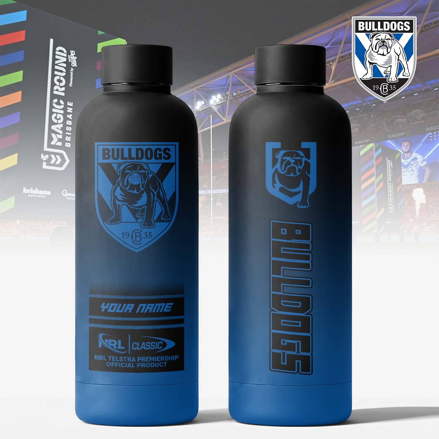 Auspiritmerch Canterbury-Bankstown Bulldogs Personalized Metal Water Bottle Gift For Fans