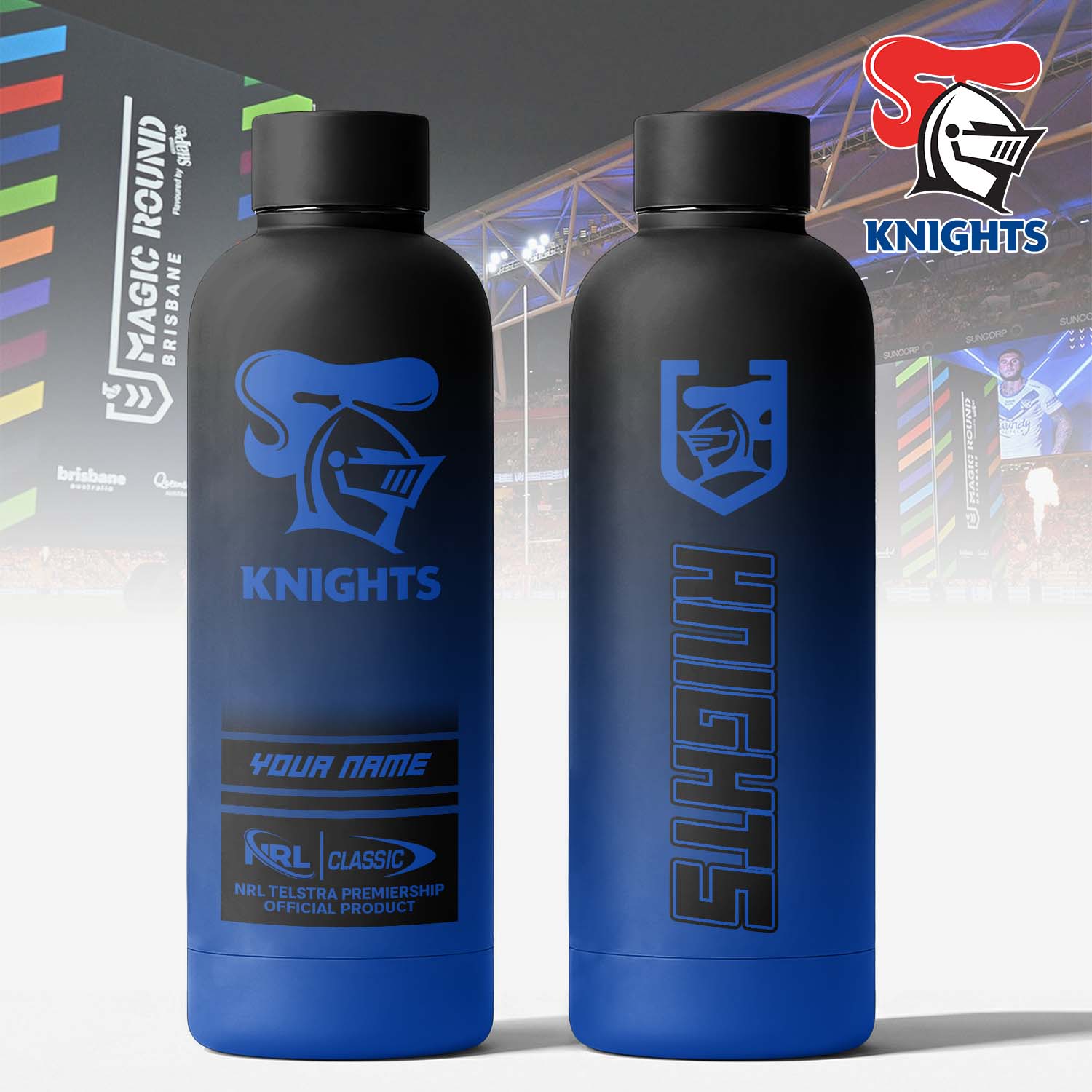 Auspiritmerch Newcastle Knights Personalized Metal Water Bottle Gift For Fans