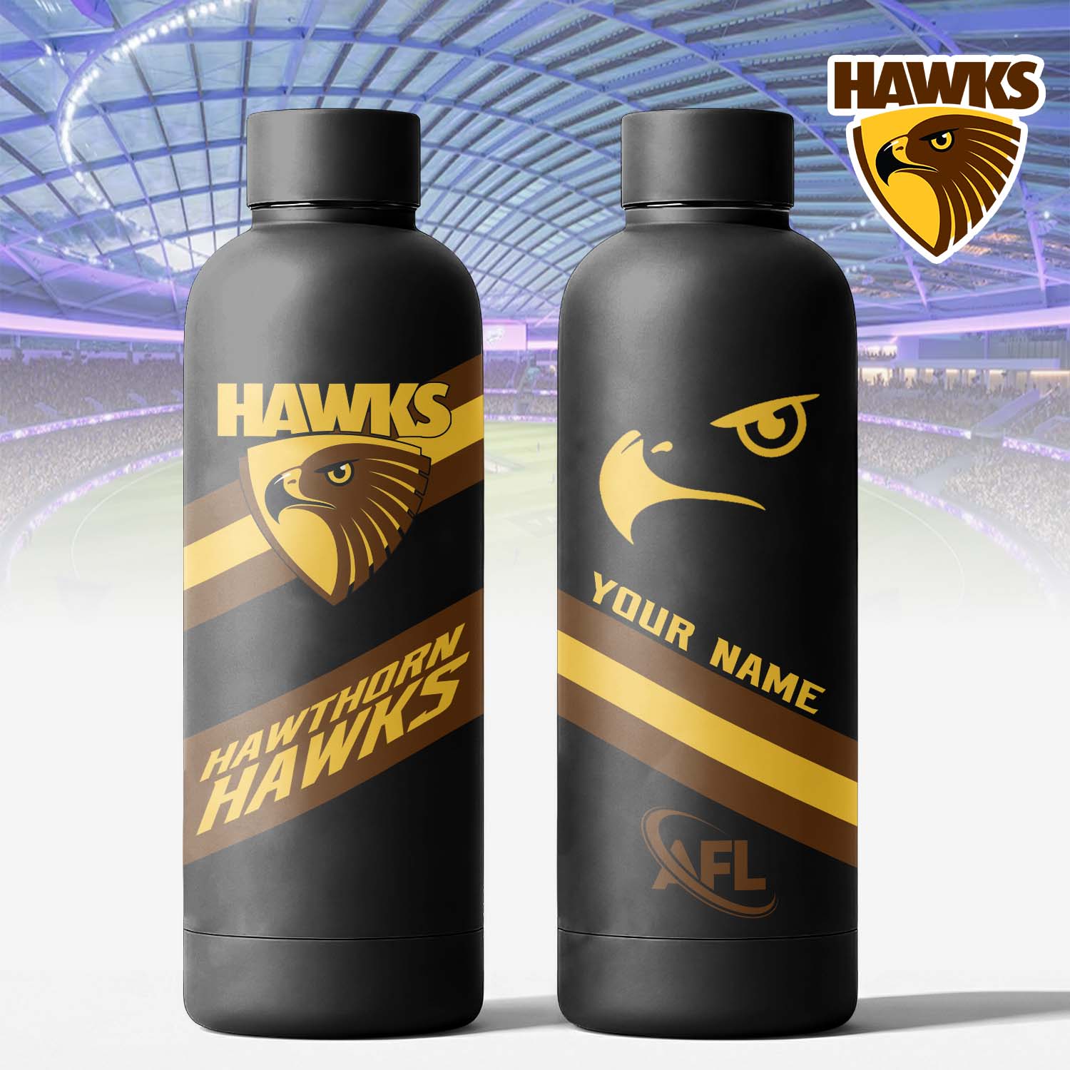 Auspiritmerch Hawthorn Hawks Personalized Metal Water Bottle Gift For Fans