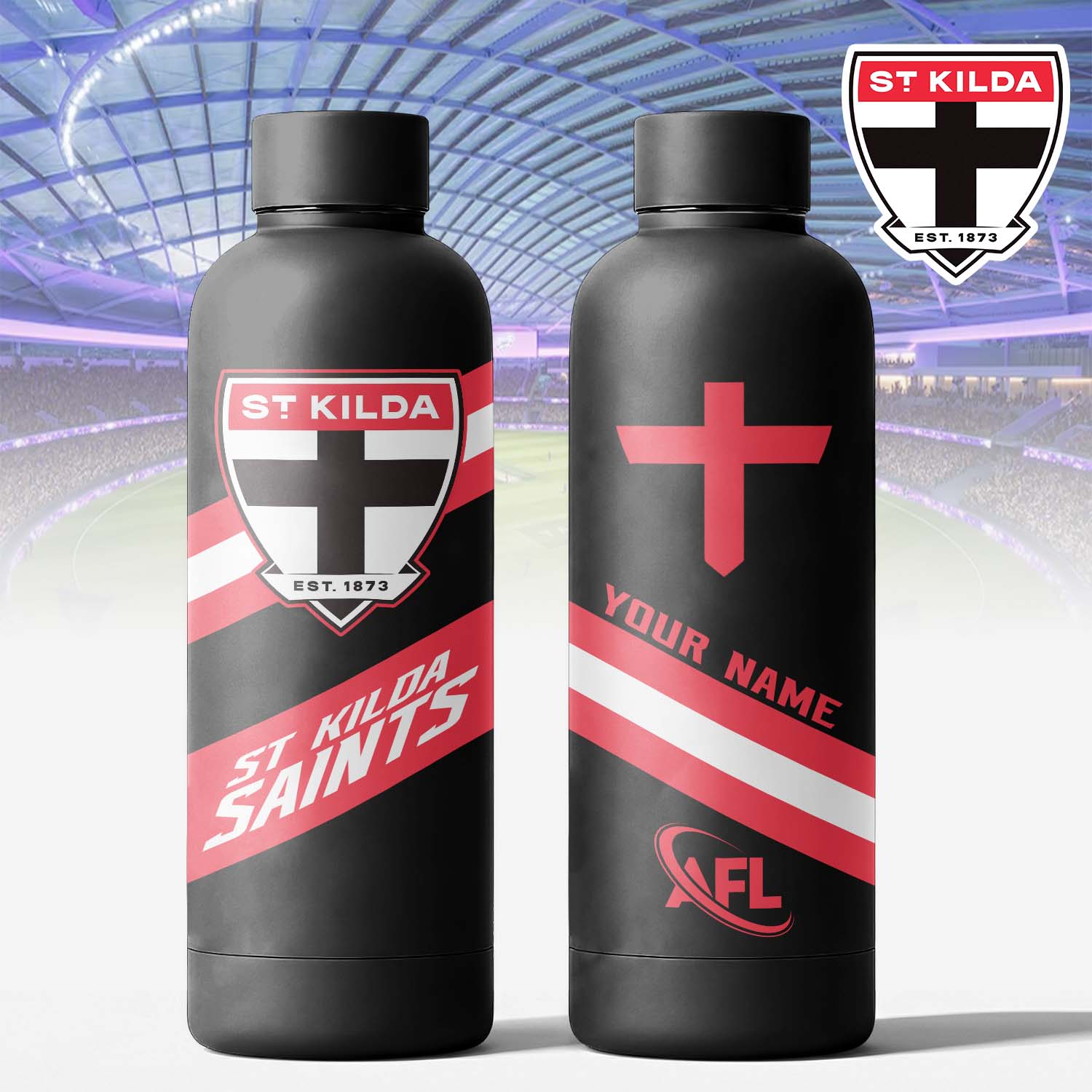 Auspiritmerch St Kilda Saints Personalized Metal Water Bottle Gift For Fans
