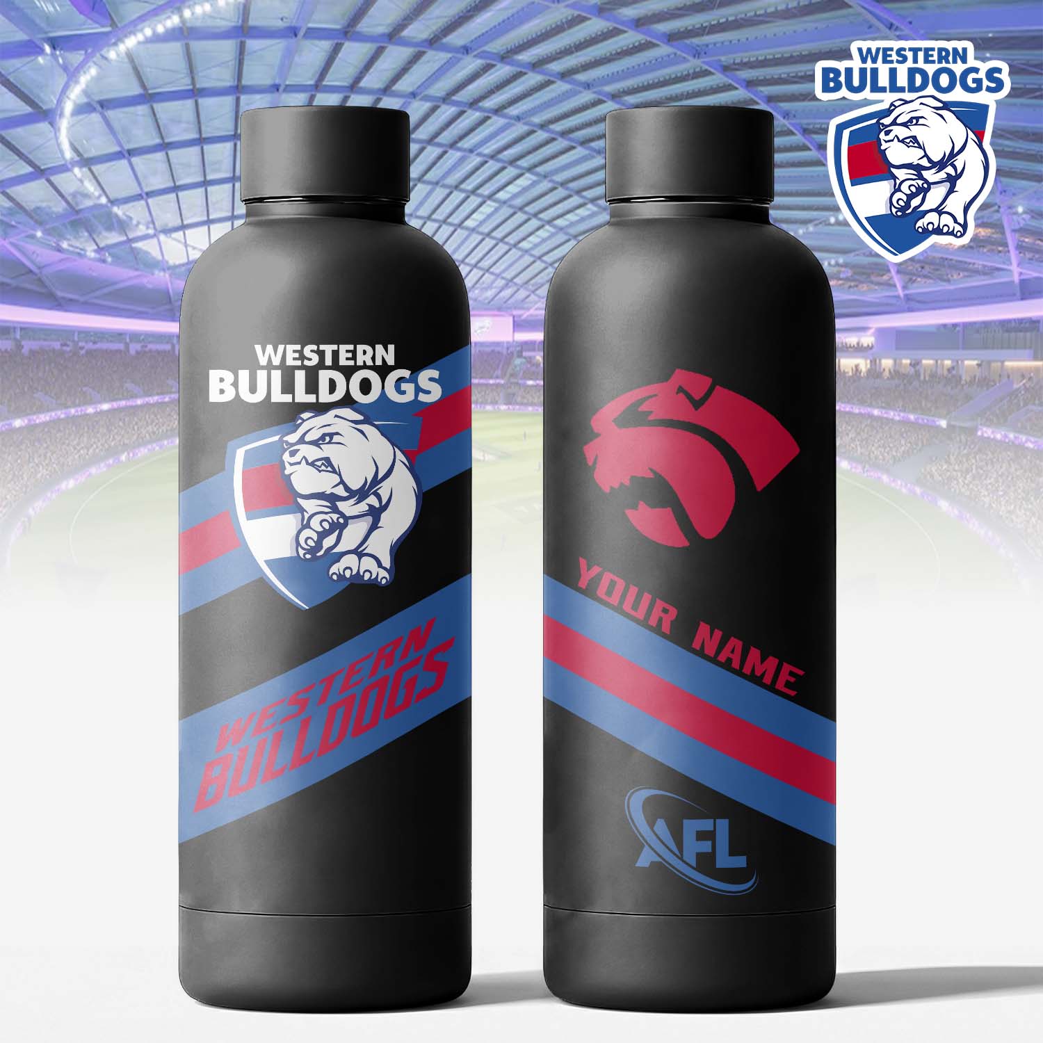 Auspiritmerch Western Bulldogs Personalized Metal Water Bottle Gift For Fans