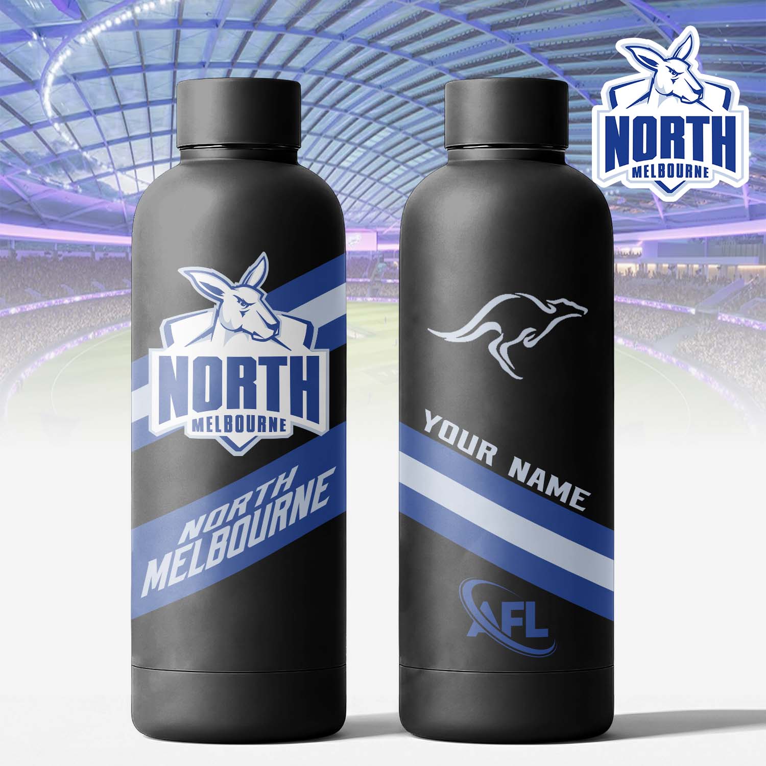 Auspiritmerch North Melbourne Personalized Metal Water Bottle Gift For Fans
