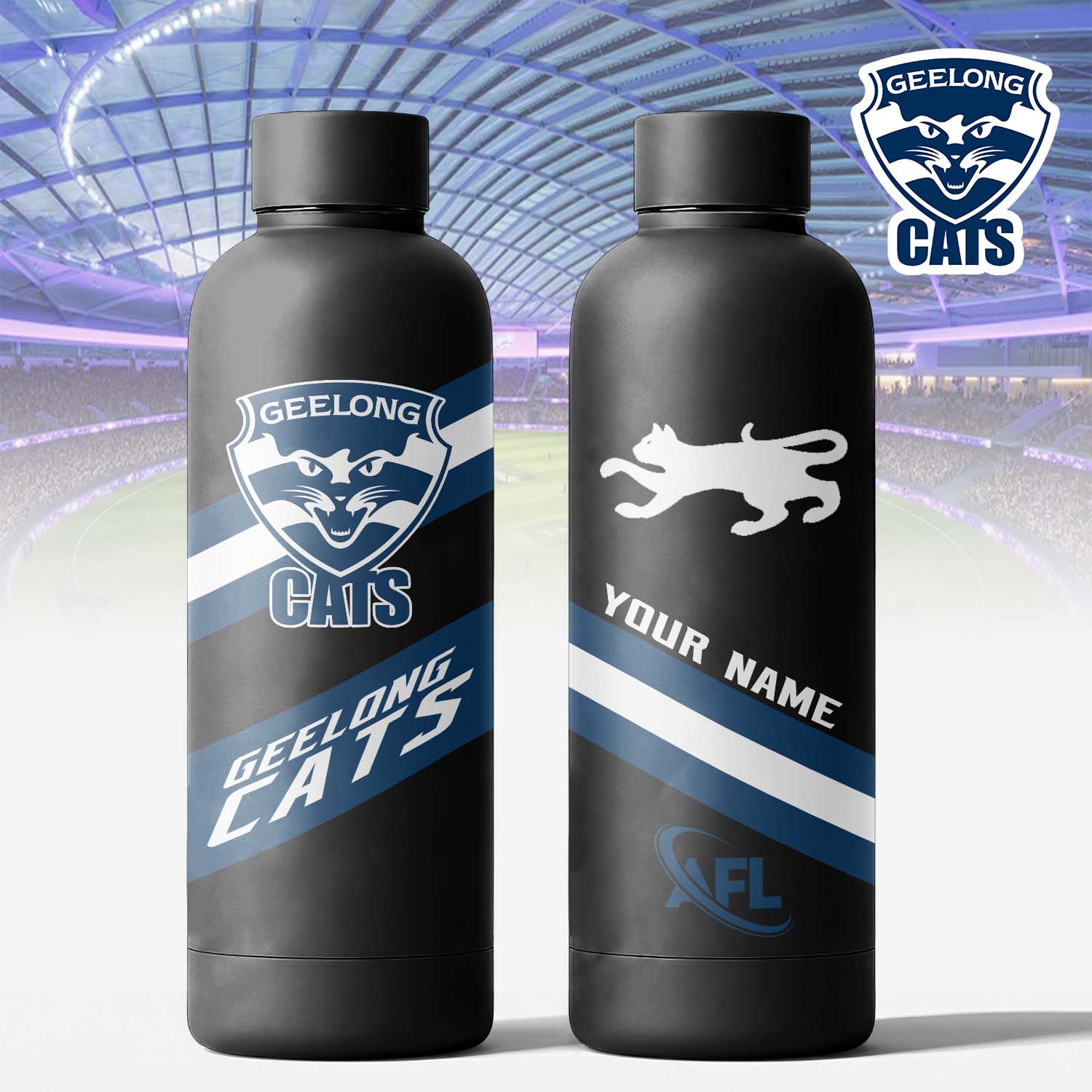 Auspiritmerch Geelong Cats Personalized Metal Water Bottle Gift For Fans