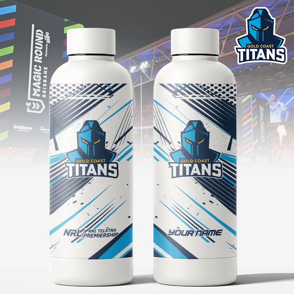 Auspiritmerch Gold Coast Titans Personalized Metal Water Bottle Gift For Fans