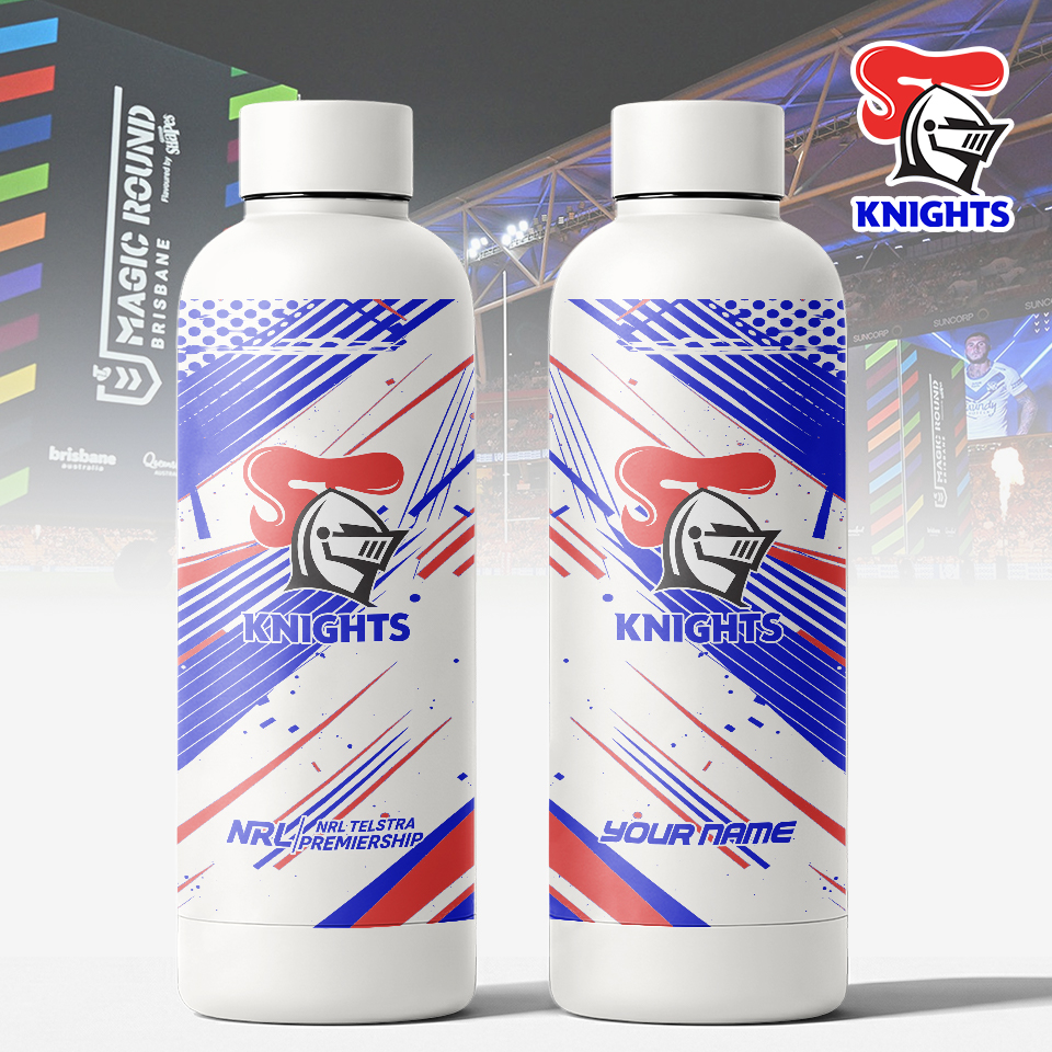 Auspiritmerch Newcastle Knights Personalized Metal Water Bottle Gift For Fans