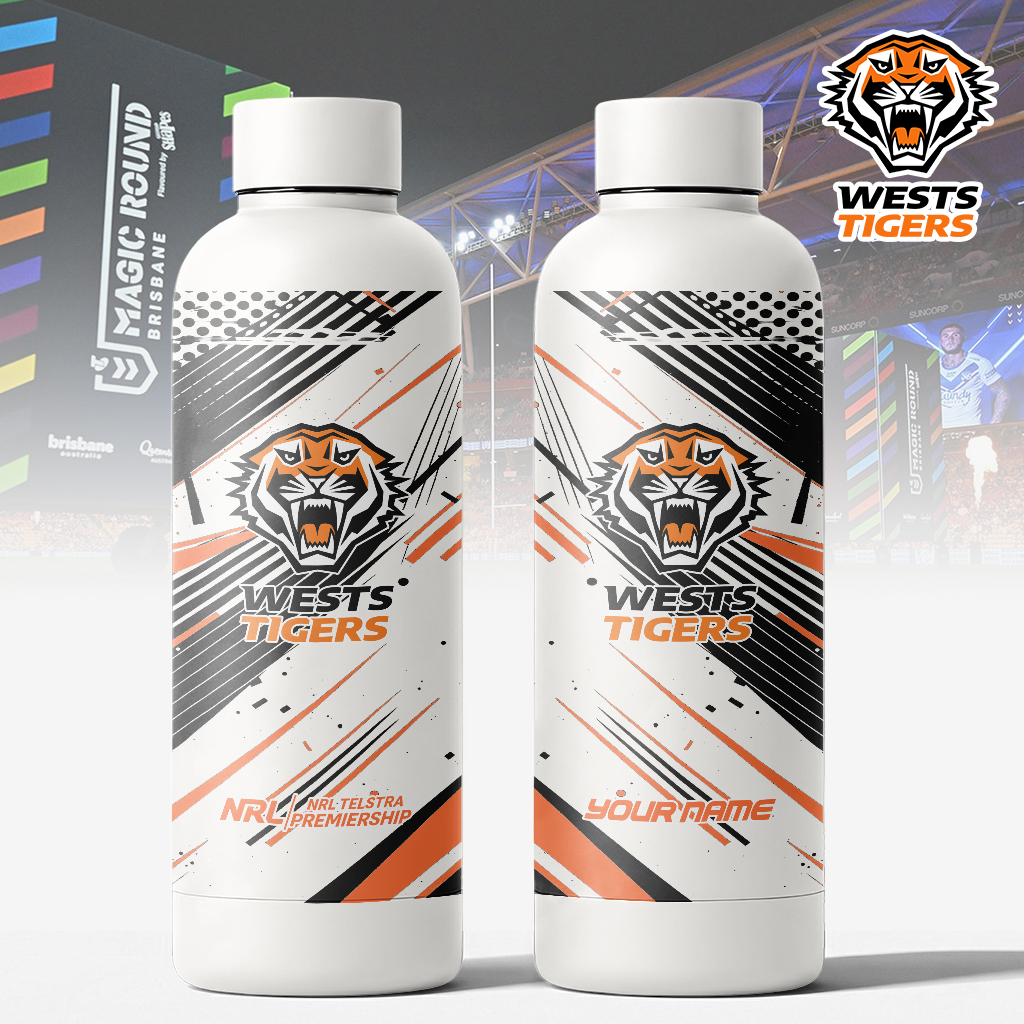 Auspiritmerch Wests Tigers Personalized Metal Water Bottle Gift For Fans