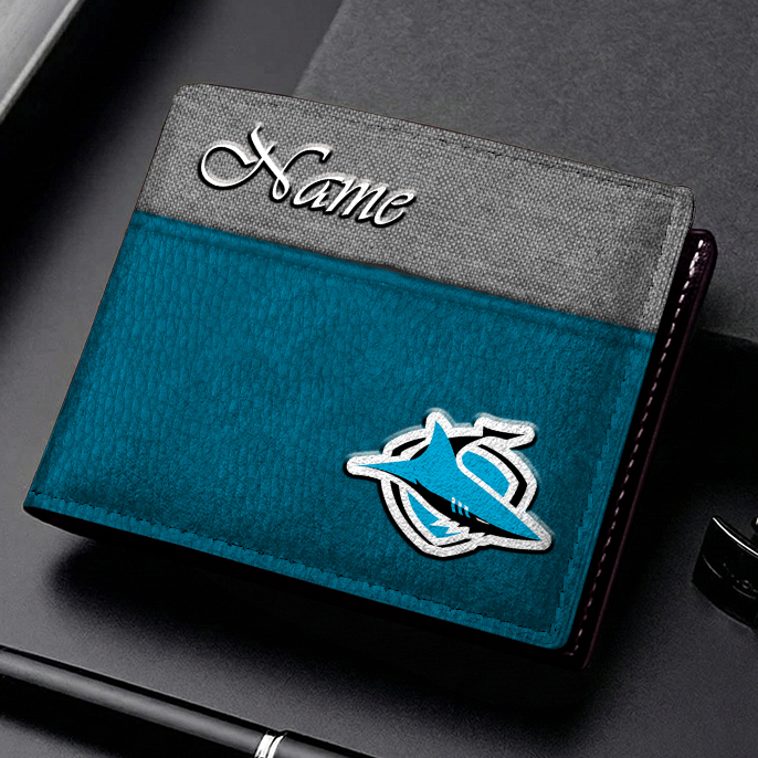 Auspiritmerch Cronulla-Sutherland Sharks Personalized Leather Wallet Gift For Fans
