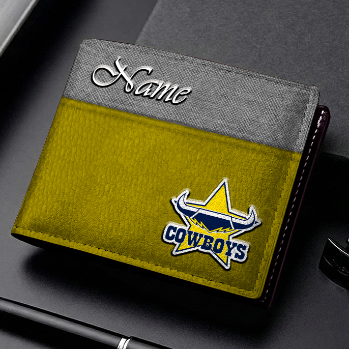 Auspiritmerch North Queensland Cowboys Personalized Leather Wallet Gift For Fans