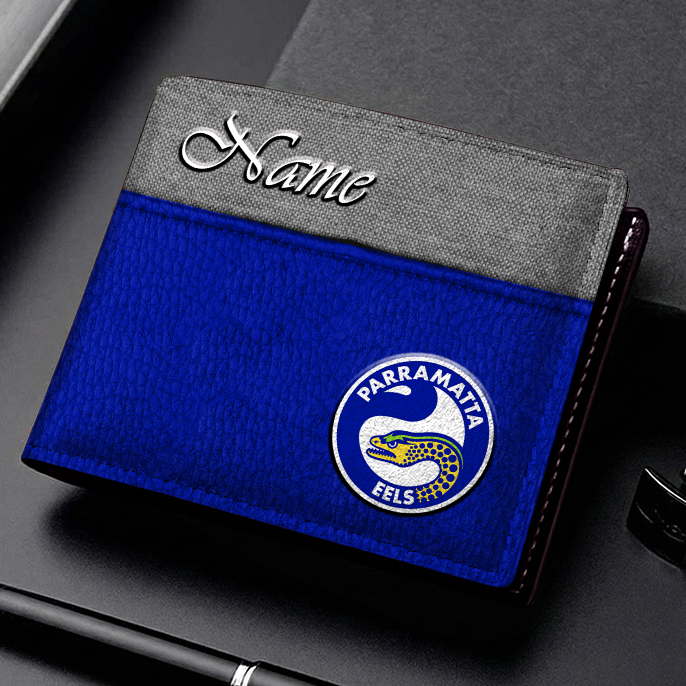 Auspiritmerch Parramatta Eels Personalized Leather Wallet Gift For Fans