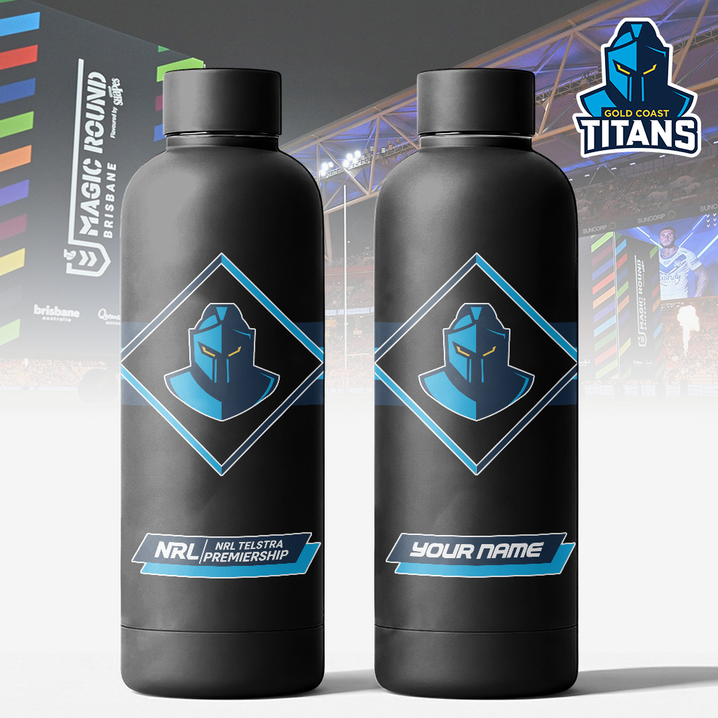 Auspiritmerch Gold Coast Titans Personalized Metal Water Bottle Gift For Fans