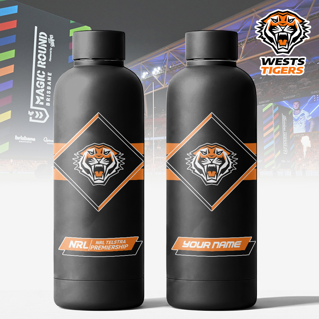 Auspiritmerch Wests Tigers Personalized Metal Water Bottle Gift For Fans