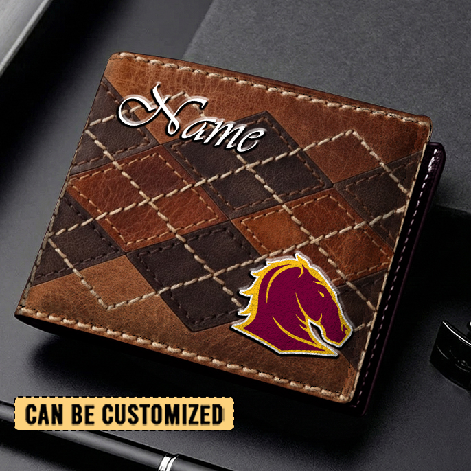 Auspiritmerch Brisbane Broncos Personalized Leather Wallet Gift For Fans