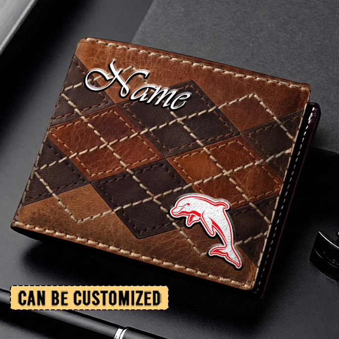 Auspiritmerch Dolphins Personalized Leather Wallet Gift For Fans