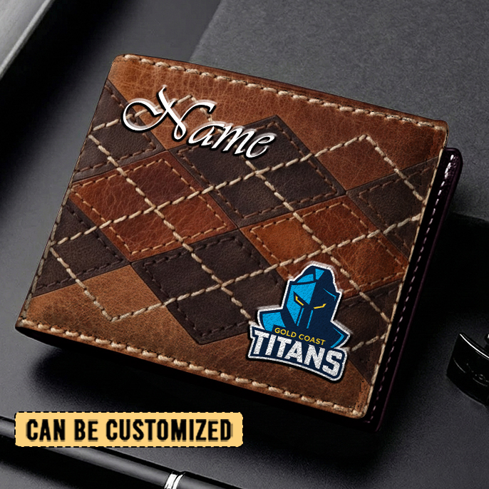 Auspiritmerch Gold Coast Titans Personalized Leather Wallet Gift For Fans