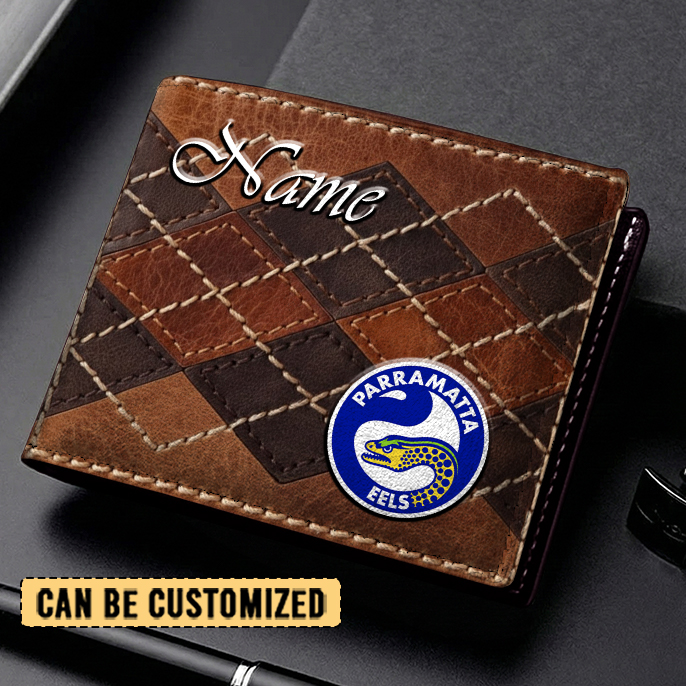 Auspiritmerch Parramatta Eels Personalized Leather Wallet Gift For Fans