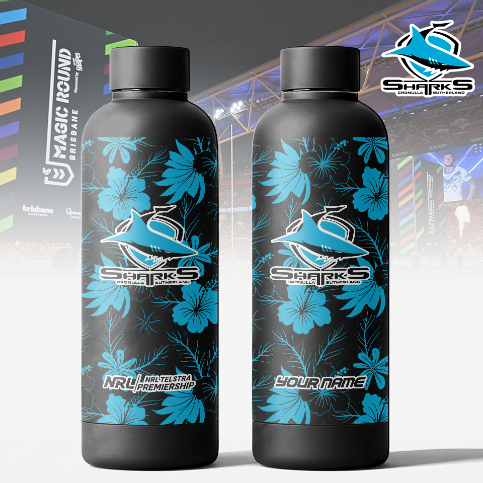 Auspiritmerch Cronulla-Sutherland Sharks Personalized Metal Water Bottle Gift For Fans