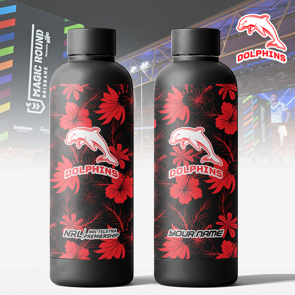 Auspiritmerch Dolphins Personalized Metal Water Bottle Gift For Fans