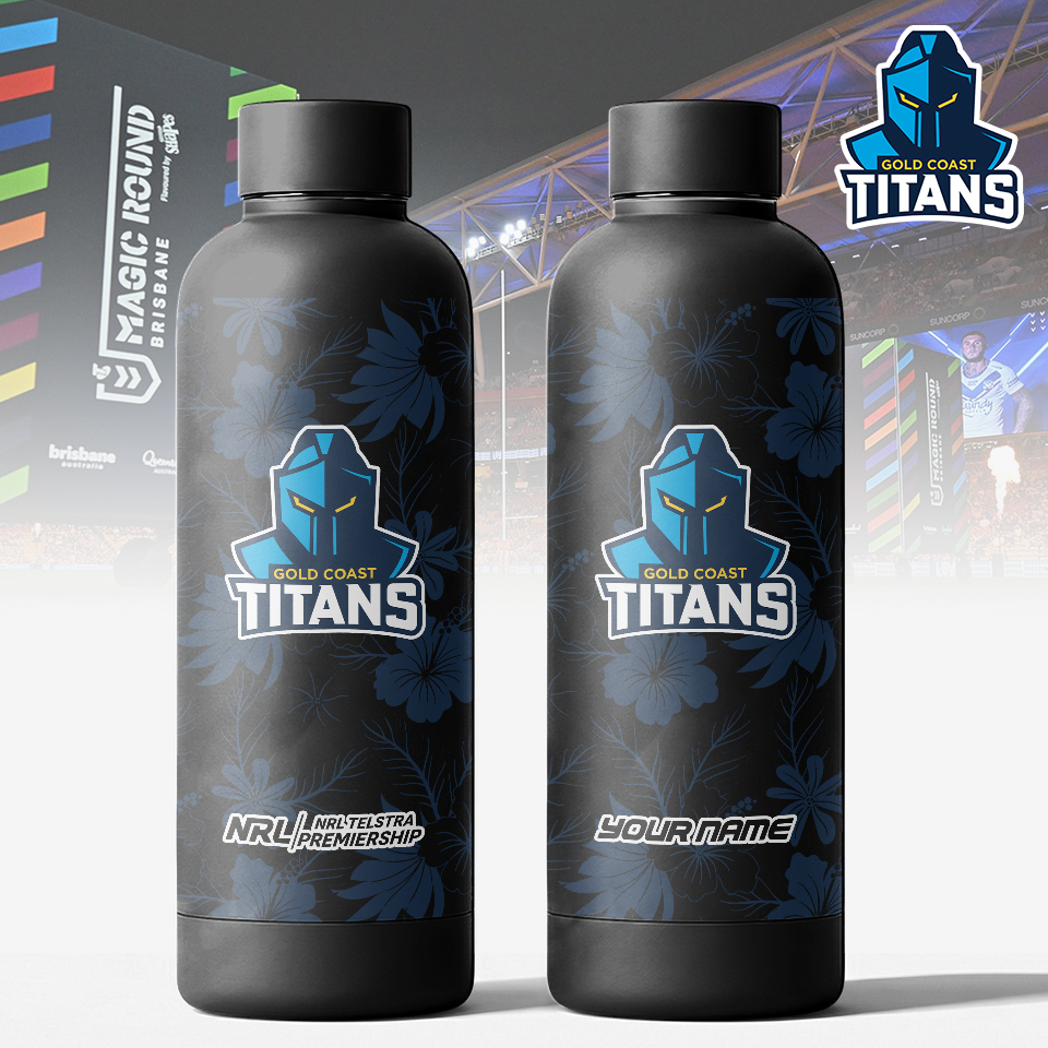 Auspiritmerch Gold Coast Titans Personalized Metal Water Bottle Gift For Fans