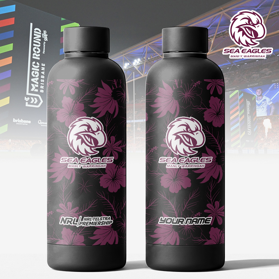 Auspiritmerch Manly Warringah Sea Eagles Personalized Metal Water Bottle Gift For Fans