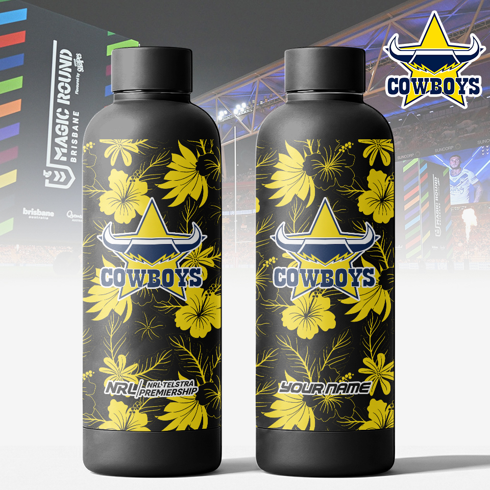 Auspiritmerch North Queensland Cowboys Personalized Metal Water Bottle Gift For Fans