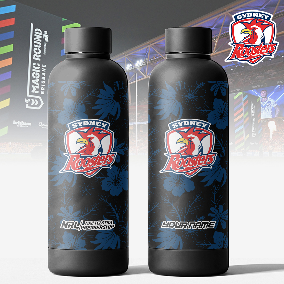 Auspiritmerch Sydney Roosters Personalized Metal Water Bottle Gift For Fans