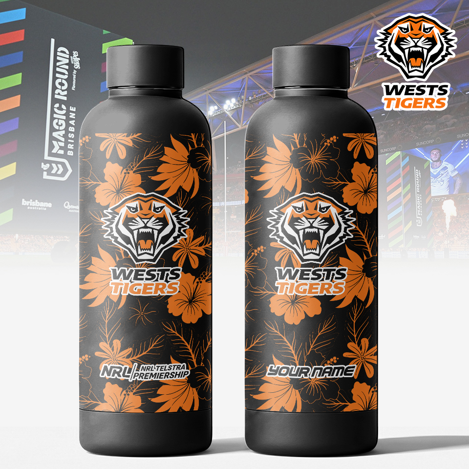 Auspiritmerch Wests Tigers Personalized Metal Water Bottle Gift For Fans