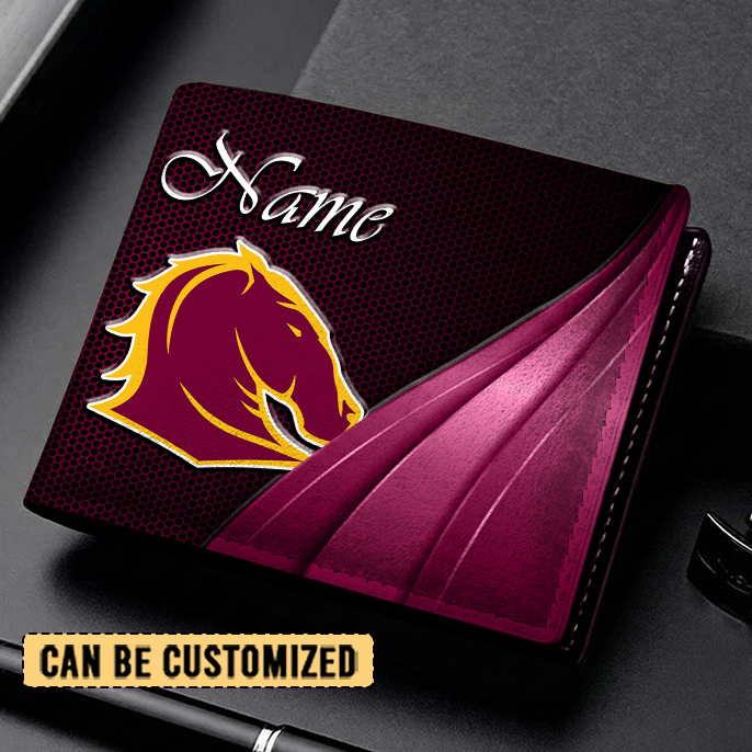 Auspiritmerch Brisbane Broncos Personalized Leather Wallet Gift For Fans