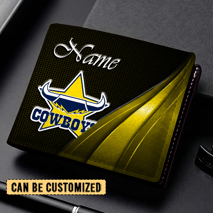 Auspiritmerch North Queensland Cowboys Personalized Leather Wallet Gift For Fans