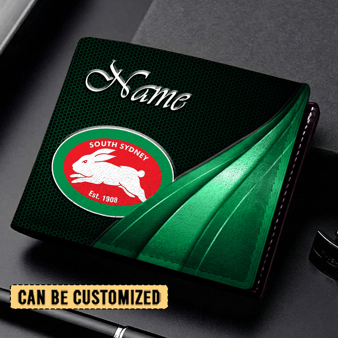 Auspiritmerch South Sydney Rabbitohs Personalized Leather Wallet Gift For Fans