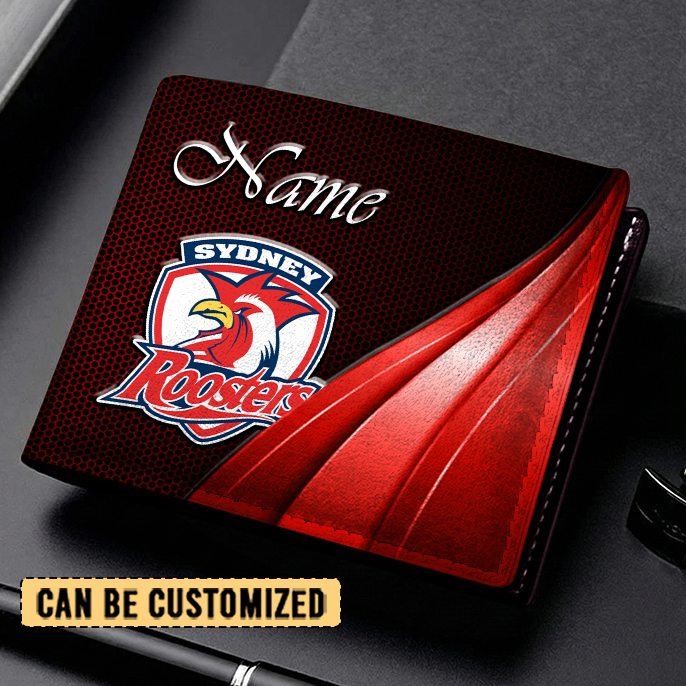Auspiritmerch Sydney Roosters Personalized Leather Wallet Gift For Fans