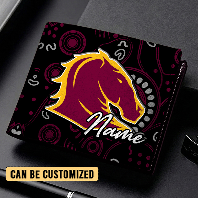 Auspiritmerch Brisbane Broncos Personalized Leather Wallet Gift For Fans