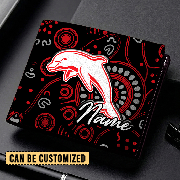 Auspiritmerch Dolphins Personalized Leather Wallet Gift For Fans