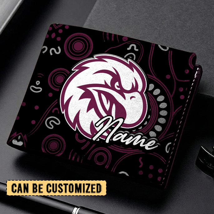 Auspiritmerch Manly Warringah Sea Eagles Personalized Leather Wallet Gift For Fans