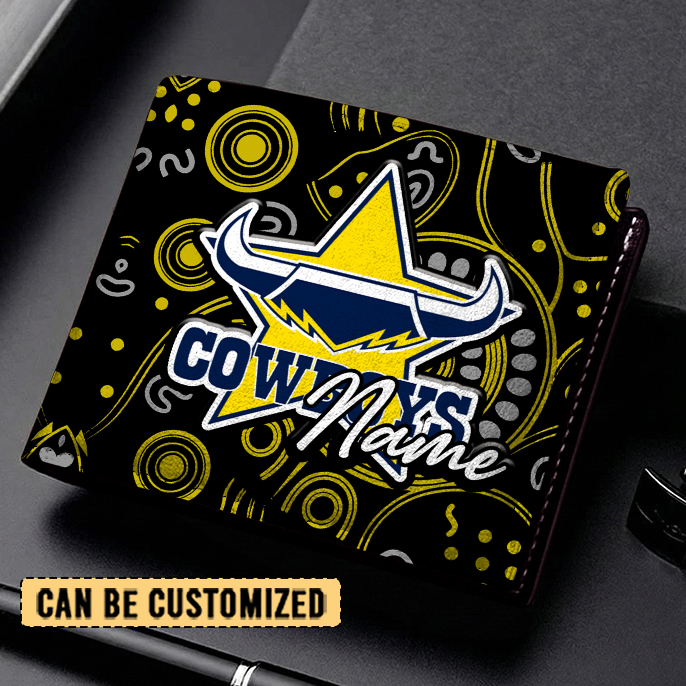 Auspiritmerch North Queensland Cowboys Personalized Leather Wallet Gift For Fans