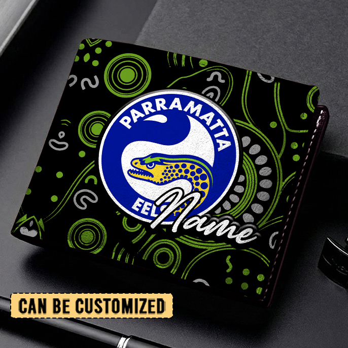 Auspiritmerch Parramatta Eels Personalized Leather Wallet Gift For Fans