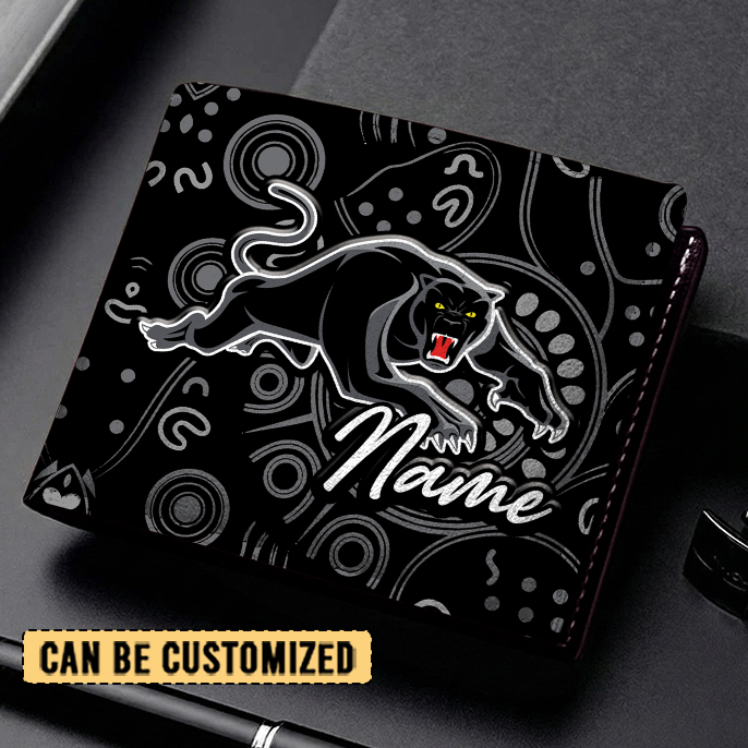 Auspiritmerch Penrith Panthers Personalized Leather Wallet Gift For Fans