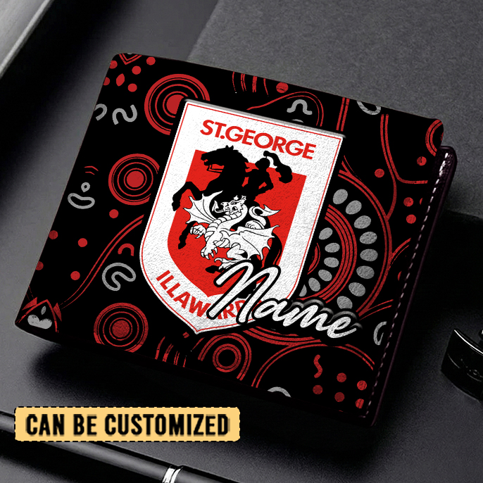 Auspiritmerch St. George Illawarra Dragons Personalized Leather Wallet Gift For Fans
