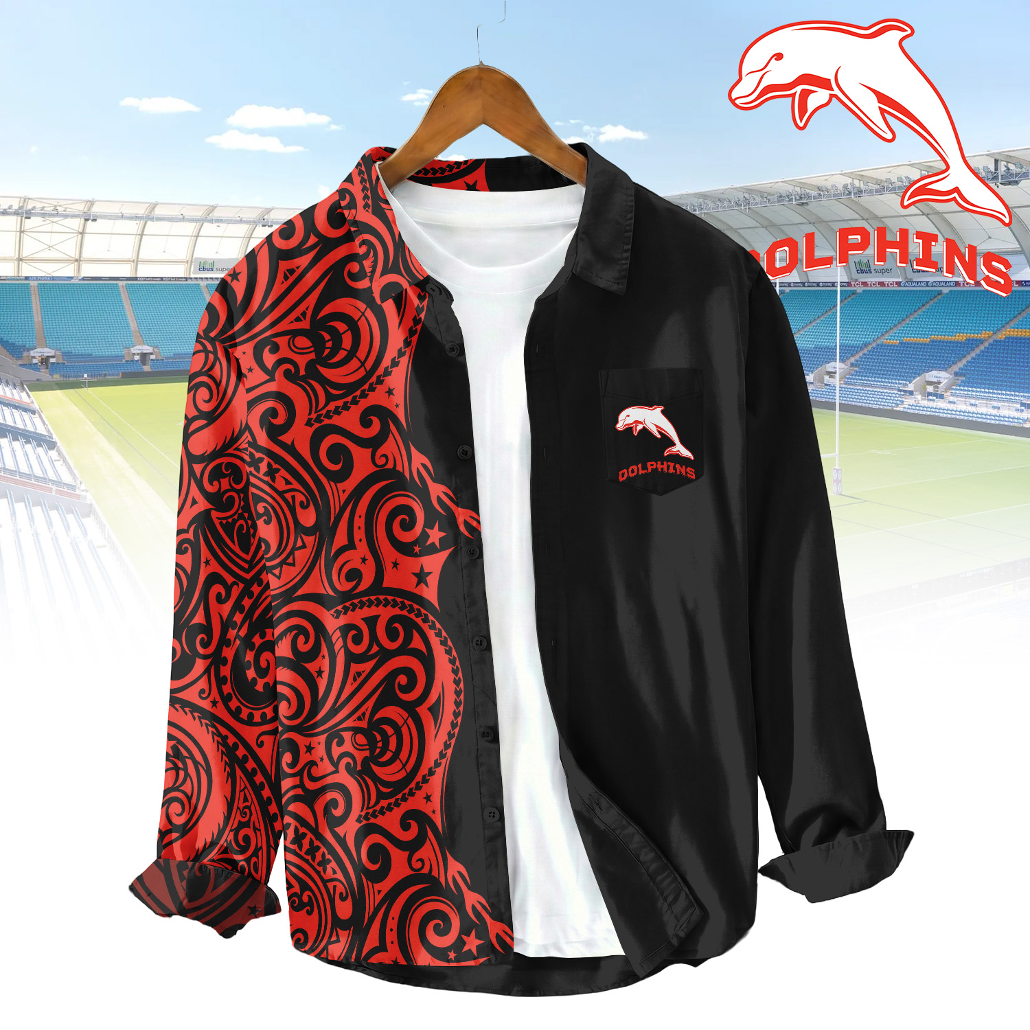 Auspiritmerch Dolphins Personalized Button Down Shirt Gift For Fans