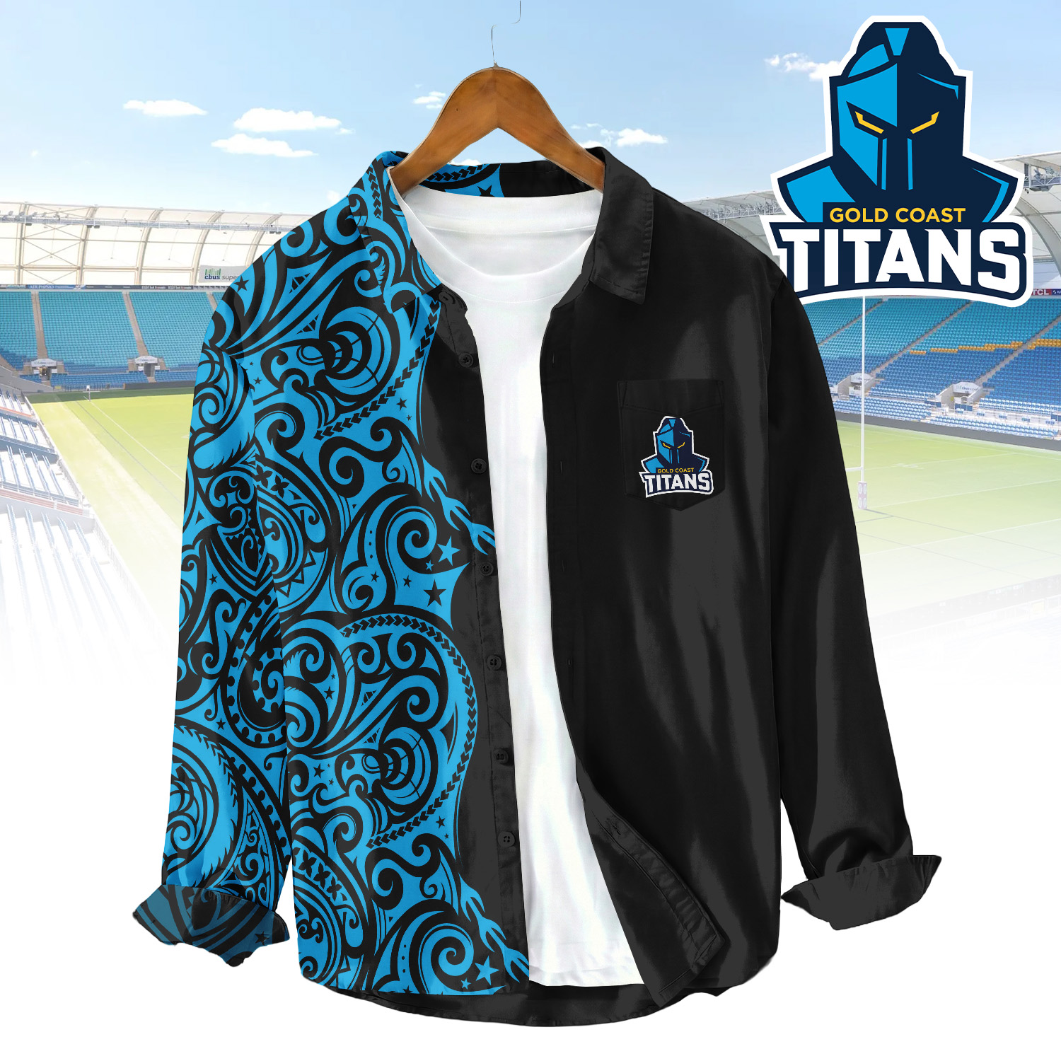 Auspiritmerch Gold Coast Titans Personalized Button Down Shirt Gift For Fans