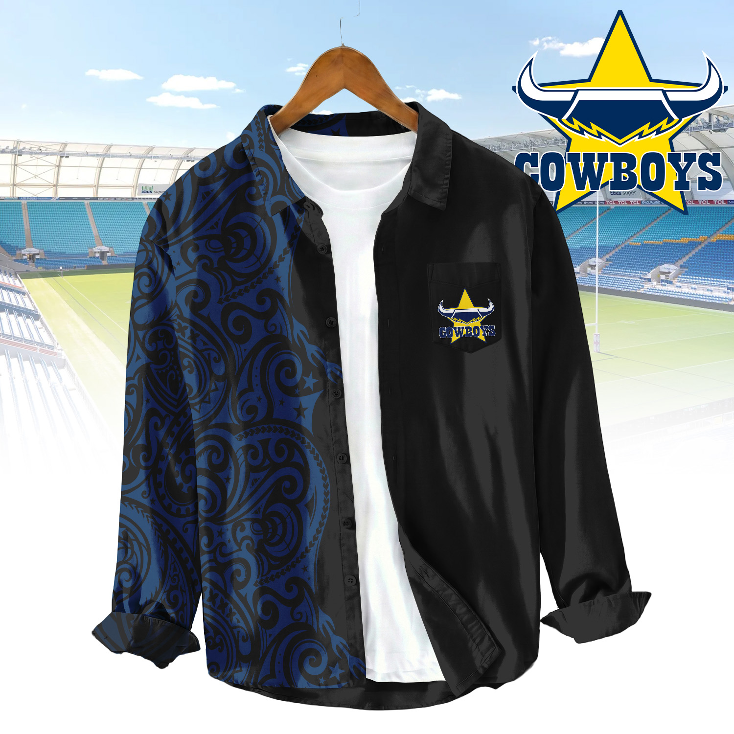 Auspiritmerch North Queensland Cowboys Personalized Button Down Shirt Gift For Fans